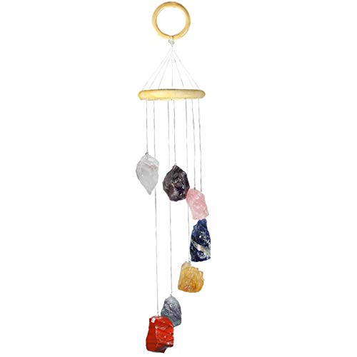 rockcloud Colorful Raw Stones Wind Chime Home Garden Decoration Figurine - color: Chromatic