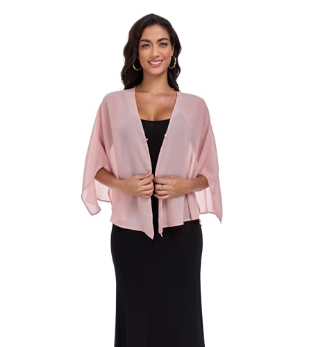 Shawls and Wraps for Evening Dresses Chiffon Soft Shawl for Wedding Guest Party Cover Up - color: Blush