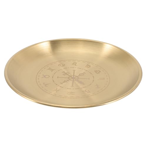 Altar Plate Candle Holder Candlestick Decorative Candle Stand Tealight Tray for Home Witchcraft Altar Supplies 14cm Golden