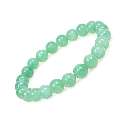 MJDCB Featured Men Women 8mm Beads Bracelet Elastic Natural Stone Yoga Bracelet Bangle 6.7" - color: Burmese Green Jade