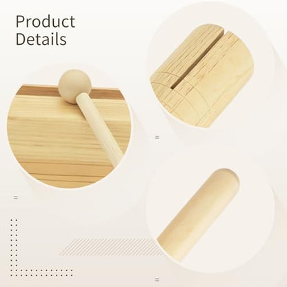 Percussion Wooden Block Set - 5 Wood And 5 Single Tone Blocks For Music Classes, 7.9 X 1.6 X 1.6 Inches