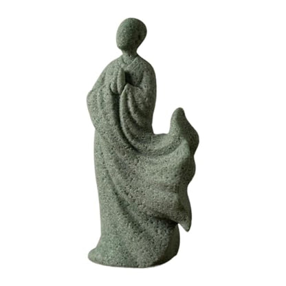 Zen Monk Statue Green Sandstone Bonsai Ornament Desktop Decor Meditation Figurine Chinese Style Sculpture Gift- Style a