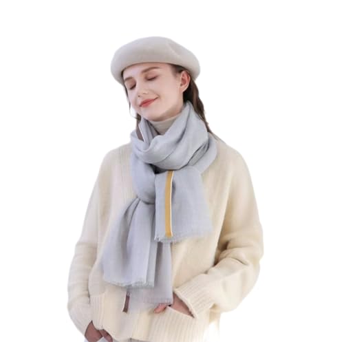 Luxury Cashmere Pashmina Style Shawl - Silk & Wool Blend Scarf, Lightweight Skin-Friendly Wrap - color: Gingham - Gray