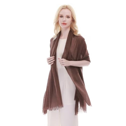 RIIQIICHY Scarf for Women Lightweight Solid Color Long Fashion Gauze Scarves Shawl Wrap - color: Chocolate