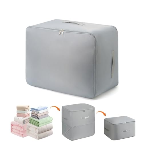 Ultra Space Saving Self Compression Organizer, Large Capacity Storage Bag, Self Compression Heavy Duty Organizer for Comforters Blanket Bedding Duvet (Gray, Thin Version, X-Large, 21x17x24in) - color: Gray, X-Large, Thin Version, 1PC