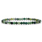 Angelstones Natural Gemstone Small Beaded Stretch Bracelet, 4mm Faceted Round Beads, Crystal Healing Bracelet for Women - color: Moss Agate