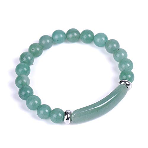 Unisex Healing Stone Bracelets Natural Gemstone Charm Stretch Bracelet Crystal Energy Heart Charm Tiger Eye 8MM Beads Bracelet Handmade Meditation Stone Jewelry Elastic Yoga Bracelet - color: Jade
