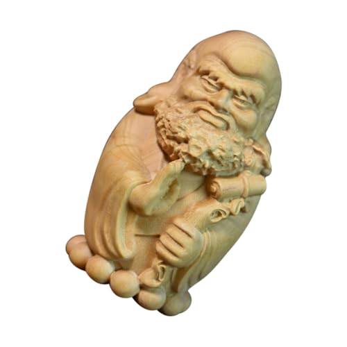 Wood Carved Bodhidharma Statue Unique Wooden Ornament for Home and Tea Room Decor Handcrafted Craft Meditation and Zen Spaces