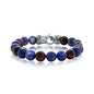 Black and Blue/Black and Gold/Black and Rose Gold Plated Stainless Steel 8.5’’ Men’s Link Solid Bracelet - style: Red Tiger Eye and Sodalite
