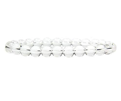 Angelstones Handmade Natural Healing Gemstone 8mm Round Beads Stretch Crystal Bracelet 7 Inch Unisex - color: Clear Quartz