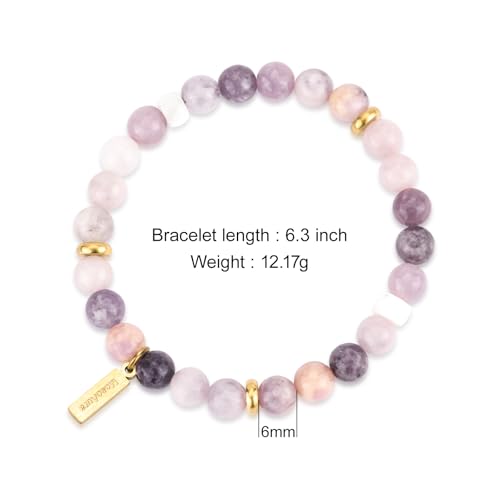 Natural Garnet Crystal Bracelet for Women & Men – Handmade Gemstone Beaded Stretch Bracelet, Polished Red Garnet Jewelry Gift, Root Chakra Stone for Confidence & Courage - color: Throat Chakra – Fluorite Aria bracelet