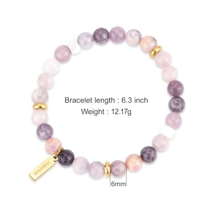 Natural Garnet Crystal Bracelet for Women & Men – Handmade Gemstone Beaded Stretch Bracelet, Polished Red Garnet Jewelry Gift, Root Chakra Stone for Confidence & Courage - color: Throat Chakra – Fluorite Aria bracelet