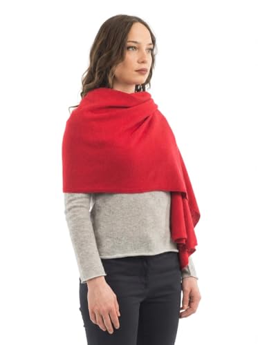 Dalle Piane Cashmere Womens Wool Cashmere Blend Stole Soft Italian Shawl Wrap for Wedding Evening Gift Made in Italy - color: Red