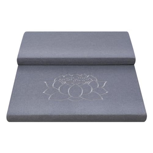 Square Meditation Cushion Mat Set with Washable Cotton Linen Cover, Larger Thick Yoga Mat Bolster Floor Pillows Seating for Adults Upgraded Meditation Accessories grey-60 * 5cm - color: Gray, size: 60*5cm