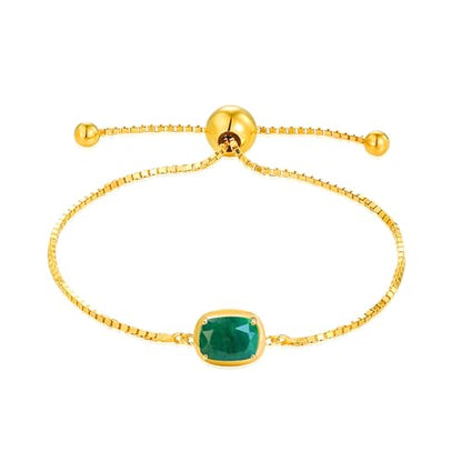 MAX + STONE 18K Gold Over Silver Gemstone Bracelets for Women | Hypoallergenic Birthstone Bracelet | Anti Tarnish Gold Plated Sterling Silver Bracelets for Women - color: Emerald