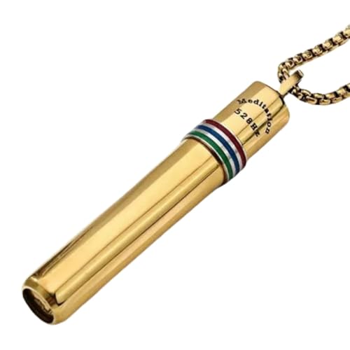 528 hz Breathing Necklace, Anxiety Necklace, 528 hz Whistle Breathing Necklace for Meditation Tuning Tools, Mindful Calming Stress Relief for Women, Men - color: Gold color