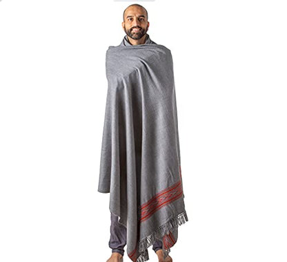 Exotic Meditation Shawl - Large Unisex Prayer Wrap, Oversize Scarf & Versatile Indian Stole Blanket - color: Dark Grey