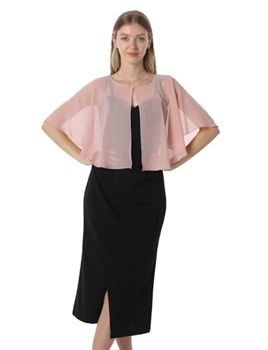 Chiffon Capelet Soft capes Shawls and Wraps for Evening Dress Wedding Cape 1920s shawl accessories for women - color: Blush