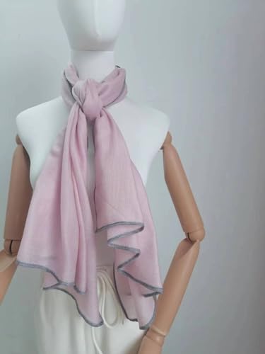 Luxury Cashmere Pashmina Style Shawl - Silk & Wool Blend Scarf, Lightweight Skin-Friendly Wrap - color: Pink