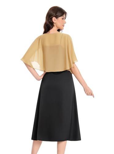 Baoqiya Capelets for women Chiffon Cape Soft Shawls and Wraps Wedding Capes 1920s flapper Cover Up - color: Gold