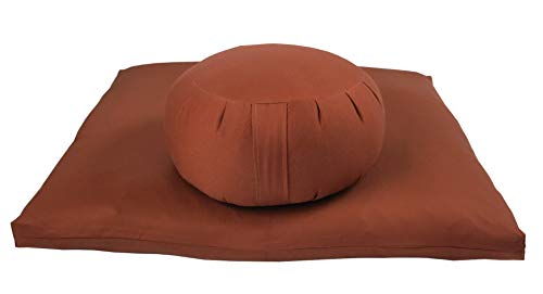 Buckwheat Zafu and Zabuton Meditation Cushion Set (2pc) - color: Clay