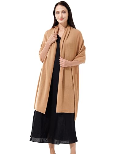 Soft Cashmere Blend Wrap Chic Scarf Stole for Women Wayfarer Travel Extra Large 87"x28" - color: Camel