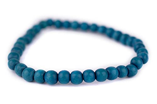Wood Bead Bracelet - color: Aqua Blue, size: Small Beads