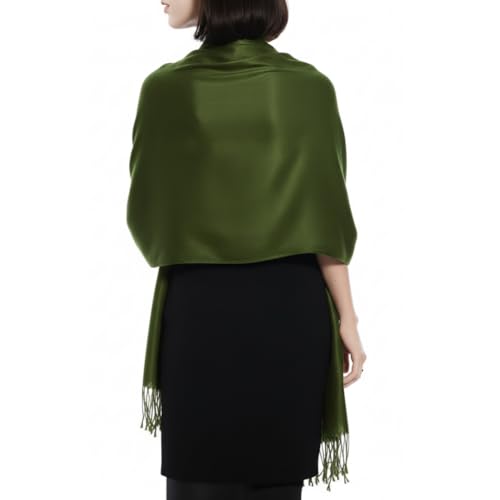 Peach Couture Women’s Pashmina Shawl Wrap – Warm Long Large Scarf for Evening Dress, Bridesmaid, Wedding & Bridal Wear - color: Forest Green