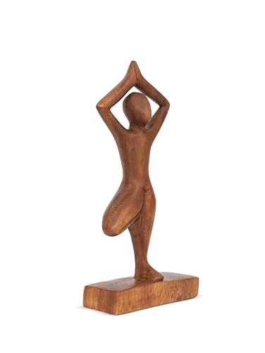 G6 Collection 8" Wooden Handmade Abstract Sculpture Art Decorative Home Decor Handcrafted Figurine Accent Decoration Artwork Hand Carved, Tree Pose - style: Tree Pose