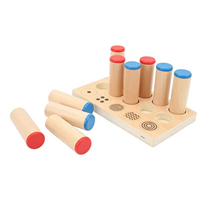Wooden Sound Cylinders Toy, Different Strength Concave Convex Texture Sound Cylinders Sound Boxes Toy Smoothing Polishing for Daily Play for Children