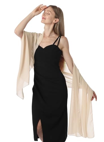 Chiffon Shawls and Wraps for Evening Dresses Women Elegant Soft Scarf Bridal Scarve Wedding Stole - color: Champagne(chiffon), size: Plus Size