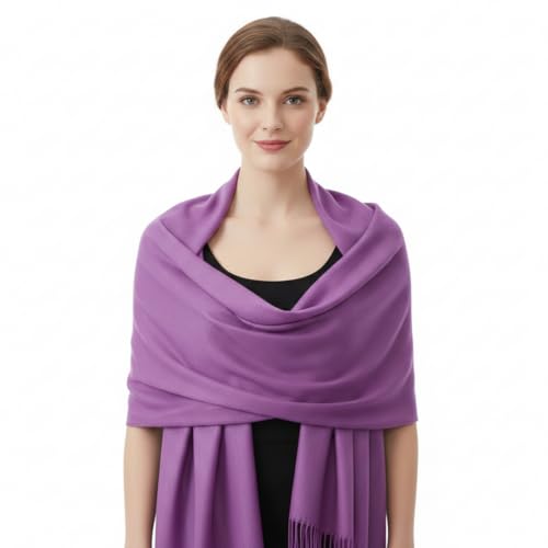 Peach Couture Women’s Pashmina Shawl Wrap – Warm Long Large Scarf for Evening Dress, Bridesmaid, Wedding & Bridal Wear - color: Lavender