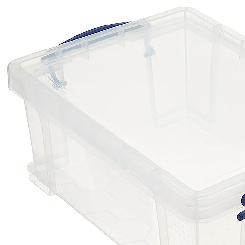 Really Useful Box Stackable 9 Liter Plastic Storage Container Bin with Snap Lid and Built-in Clip Lock Handles for Home & Office Organization (3 Pack)
