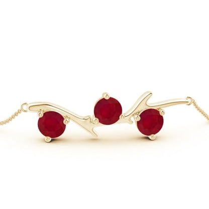 Angara - Women's Chain Bracelet in 14K Solid Gold/Platinum | Tree Branch Bracelet for Anniversary, Wedding, Birthday Gift | Round Sapphire | Ruby | Emerald | Diamond