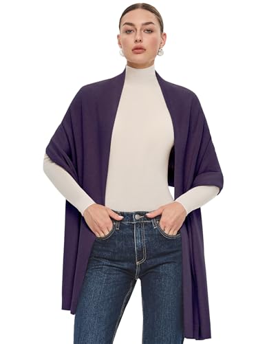 PULI Women's Pashmina Shawl Wraps for Evening Dress Large Scarf Blanket Long Wedding Bridal Winter Warm Shoulder Wrap - color: Purple