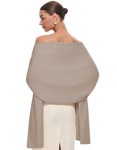 PULI Women's Pashmina Shawl Wraps for Evening Dress Large Scarf Blanket Long Wedding Bridal Winter Warm Shoulder Wrap - color: Warm Oatmeal