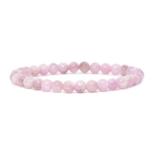 Justinstones Gem Semi Precious Gemstone 6mm Round Beads Stretch Bracelet 6.5 Inch Unisex - color: Kunzite