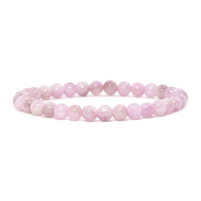 Justinstones Gem Semi Precious Gemstone 6mm Round Beads Stretch Bracelet 6.5 Inch Unisex - color: Kunzite
