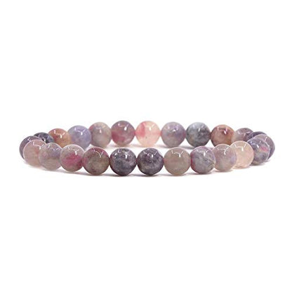 Justinstones Gem Semi Precious Gemstone 8mm Round Beads Stretch Bracelet 7 Inch Unisex - color: Pink Tourmaline