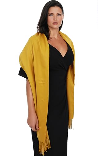 Ocomfly 100% Pashmina Scarf for Women - Premium Womens Scarves - Gift Boxed - Shawls or Wraps - Ultra Soft and Warm - color: Gold