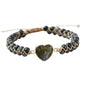 Women Boho Wrap Bracelet,Handmade Natural Stone Crystal Emperor Beads Heart Bracelet, Fashion Bohemian Jewelry Gift for Women - color: Gray
