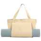 Yoga Mat Carrier, Gym Bag With Yoga Mat Holder, Women Canvas Tote With Shoulder Strap For Pilates, Travel, Office, Sports, Workout And Beach – Inner Zippered Pocket, Fits Standard And Small Mats - color: Beige