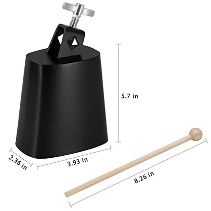 Eastrock 4 inch Metal Steel Cow Bells Noise Makers Hand Percussion Cowbell with Stick for Drum Set - size: 4''