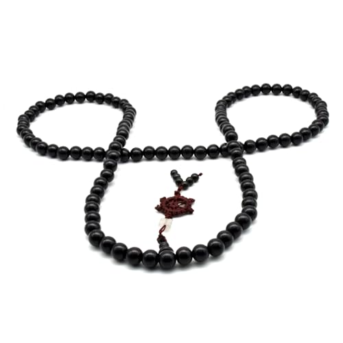 Zen Dear Unisex Natural Ebony Wood Buddhist Prayer Bead Necklace Bracelet Tibetan Prayer Mala Beaded Black - style: 10mm 108beads