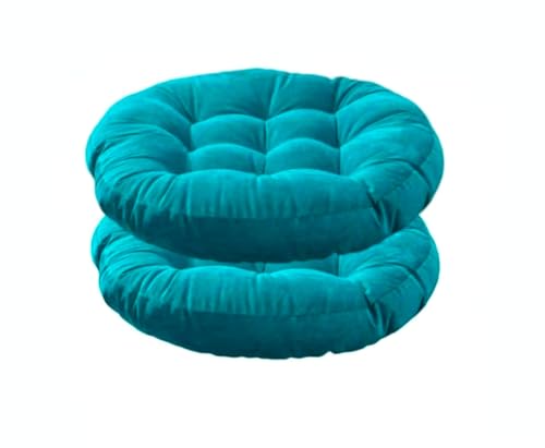 Japanese Large Linen Tatami Floor Pillow,Round Futon,Thicken Tufted Corduroy Seat Cushion,Solid Color Floor Cushion,Yoga Meditation Cushions Balcony Outdoor(Size:2 piece,Color:Blue) - color: Blue, size: 2 piece