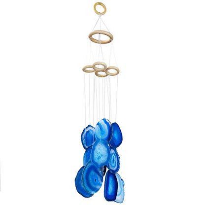 rockcloud Agate Slices Geode Wind Chime Home Garden Decoration Figurine, 20-24 inches, Blue - color: Cyan