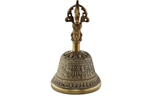 Small Hand Bell with Long Resonance, Cast Metal Alloy 280g — MADE IN INDIA — for Sound Healing Therapy, Yoga and Meditation, 2-YEAR WARRANTY - size: Small