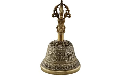 Small Hand Bell with Long Resonance, Cast Metal Alloy 280g — MADE IN INDIA — for Sound Healing Therapy, Yoga and Meditation, 2-YEAR WARRANTY - size: Small