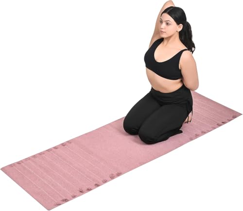 Silak Handmade Organic Cotton Yoga Mat Cotton Exercise Rug – Handwoven, Absorbent & Hand Washable Fitness Mat Ideal for Yoga, Workouts and Meditation - color: Rose Quartz