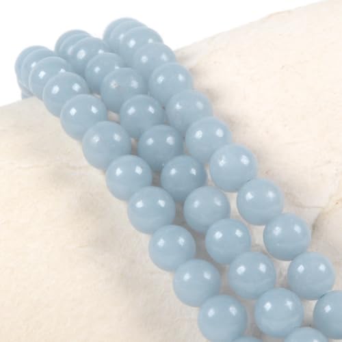 Justinstones Gem Semi Precious Gemstone 3pcs 4mm Round Beads Stretch Bracelet 6.5 Inch Unisex - color: Angelite